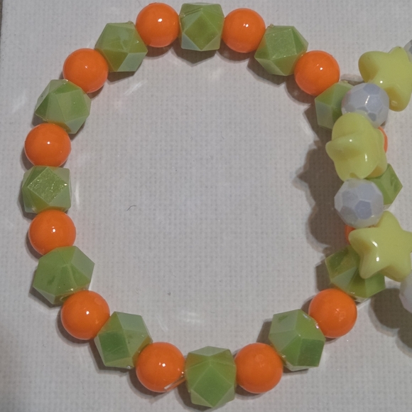 Hand Crafted Witch's Hat Charm Kids Bracelet Set - Orange, Yellow, Green - Picture 2 of 4